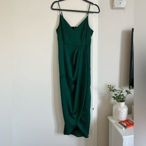 Express Forest Green Satin Dress